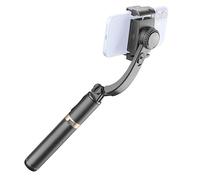 Cellularline FREEMOTION Gimbal 3 en 1 avec stabilisateur Intelligent Anti-Vibrations, Perche Selfie, trépied, télécommande Bluetooth, Aluminium, Prises Verticales et Horizontales, Noir