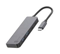 Cellularline HUB STARTER - Hub 4 ports, Charge et Transfert de Données, Élégant et Résistant, 2 ports USB-A et 1 USB-C pour les données et la charge, USB-C Power Delivery jusqu'à 100W, Gris métallique