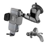 Cellularline | Hug Dual Pro - Wireless Smartphones 15W | Support pour Smartphone de Voiture sans Fil Qi - Double Ventouse pour Tableau de Bord et Crochet pour ailettes d'aération - Sortie 10 W