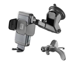 Cellularline | Hug Dual Pro - Wireless Smartphones 15W | Support pour Smartphone de Voiture sans Fil Qi - Double Ventouse pour Tableau de Bord et Crochet pour ailettes d'aération - Sortie 10 W