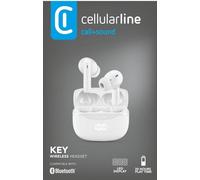 Cellularline Key TWS Bluetooth 5.4 Headset Blanc avec étui de chargement LED