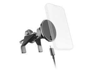 Cellularline MAG Wireless Charging Holder - Support Auto MagSafe avec Charge sans Fil 7,5W, Fixation Universelle, Pad Magnétique Intégré, Stabilité Maximale, Câble USB-C 1m Inclus