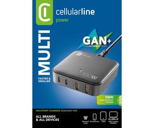 Cellularline MULTIPOWER MAGNUS 100W Chargeur de secteur à 4 ports GaN 100W