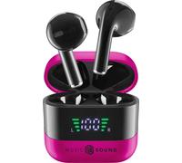 Cellularline Oreillette Bluetooth, sans fil rose, noir boîtier de charge, affichage de la charge de la batterie, volume réglable