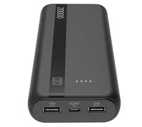 Cellularline - Power Bank 20000 - Capacité : 20 000 mAh - Entrée : 1 x USB-C 10,5 W - Sortie : 1 x USB 12 W - Cellules : Batterie Li-ION - LED Lumineuses indiquent Une Charge résiduelle - Noir