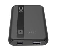 Cellularline - Power Bank 5000 - Capacité : 5000 mAh - Entrée : 1 x USB-C 10,5 W - Sortie : 1 x USB 12 W - Cellules : Batterie Li-ION - LED Lumineuses indiquent Une Charge résiduelle - Noir