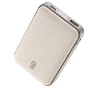 Cellularline Power Bank Glam 10000 - Power Bank 10000mAh avec Écran LCD, 3 Ports (USB-C Entrée/Sortie 18W, USB Sortie 18W), Finitions en Tissu, pour Smartphones - Blanc