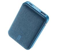 Cellularline Power Bank Glam 10000 - Power Bank 10000mAh avec Écran LCD, 3 Ports (USB-C Entrée/Sortie 18W, USB Sortie 18W), Finitions en Tissu, pour Smartphones - Bleu