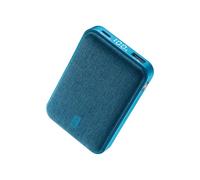Cellularline Power Bank Glam 10000 - Power Bank 10000mAh avec Écran LCD, 3 Ports (USB-C Entrée/Sortie 18W, USB Sortie 18W), Finitions en Tissu, pour Smartphones - Bleu