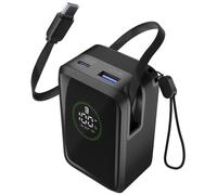 Cellularline Power Bank Roller 10000 Power bank de 10 000 mAh avec une puissance de sortie jusqu'à 45W. Grâce au câble USB?C intégré et à l'écran LCD, il offre des recharges rapides, pratiques et touj
