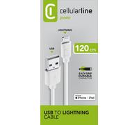 Cellularline Power Cable 120cm - Lightning Câble Lightning de charge et transfert de données.