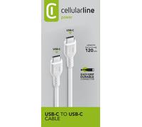 Cellularline Power Cable 120cm - USB-C to USB-C Câble USB-C à USB-C de charge et transfert de données.
