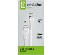Cellular Line Câble USB Power Cable 15 cm USB A vers USB‑C Blanc