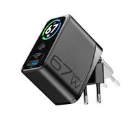 Cellularline PowerView IQ Chargeur 67W avec ecran TFT pour Charge Rapide et Controle de Puissance en Temps Reel, Noir