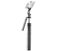 Cellularline Selfie Stick Max avec télécommande Bluetooth Amovible, Fonction quadrapod, Rotation 360°, Tige télescopique 180 cm, Support Smartphone Amovible, Noir