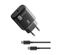 Cellularline - Super Fast Charger Kit 25W - Chargeur Secteur pour Appareils Samsung Compatibles avec 25W Super Fast Charge Power Delivery - Câble USB-C vers USB-C 100 cm Inclus - Noir