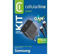 Cellularline Super Fast Charger Kit 25W - USB-C to USB-C - Samsung Chargeur secteur Super Fast Charge PD de 25W avec câble USB-C vers USB-C