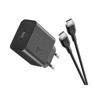 Cellularline Super Fast Charger Kit PD 45W Chargeur de secteur USB-C de 45W avec câble USB-C à USB-C