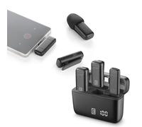 Cellularline Talk Pro Microphone sans Fil USB-C pour Appels Vidéo, Vlogs et Contenus Créatifs, avec Plug and Play, Réduction de Bruit ENC, Autonomie de 6 Heures, Écouteurs de Monitoring Inclus