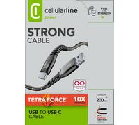 Cellularline Câble USB TETRACABTYC2MK 2 m USB A vers USB-C USB 3.1 Gen 2 Noir/Gris