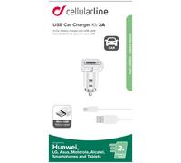 Cellularline USB Car Charger Kit 2A - Micro USB - Huawei, Xiaomi, Wiko, Asus and other smartphone