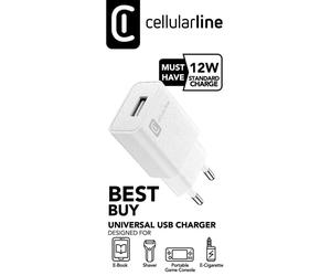 Cellularline USB Charger 12W Chargeur mural pour petits appareils 12W