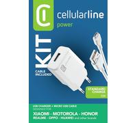 Cellularline USB Charger Kit 1A - Micro USB - Huawei, Xiaomi, Wiko, Asus and other smartphone Chargeur 1A avec câble Micro USB