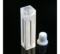 Cellule à quartz microfluorescente avec bouchon en PTFE, trajet lumineux de 10 mm, volume de 0,4 ml, 4 fenêtres transparentes