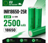 Cellule lithium-ion rechargeable 18650, 2500 mAh, 3,6 V, décharge continue de 20 A, idéale pour les blocs de batteries, les outils électriques et les équipements, entrepôt UE, expédition depuis la 25R
