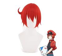 Cellules au travail AE3803 RBC Seqkeqkyuu globules rouges Cosplay perruques courtes rouge synthétique cheveux Costume jeu de rôle perruque