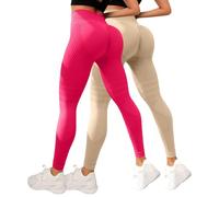 Cellumove Lot de 2 leggings de compression 3D anti-cellulite pour femme - Redéfinissez votre silhouette sans effort - Pantalon push-up de compression taille haute, Or rose, S