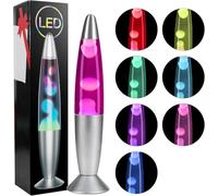 CELLUSTOP Lampe à Lave LED - Lampe Magma Décorative à Poser - Aluminium- Interrupteur - 20 Watts - 34 cm - 7 Couleurs Changeante Led