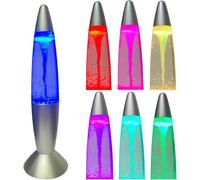 CELLUSTOP Lampe à Lave LED Multicolore 6 Couleurs - Lampe Magma LED - Fusée Tornade - Lampe Magma Lave - Verre Robuste - 35 cm - Piles ou USB - Eclairage LED 6 Couleurs Alternatives