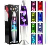 CELLUSTOP Lampe Lave Fusée Magma - Lampe Décorative à Poser - 2 Ampoules incluses - Aluminium- Interrupteur - 20 Watts - 34 cm - 7 Couleurs LED Changeante