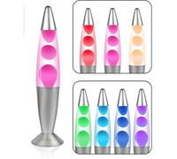 CELLUSTOP Lampe Lave LED Multicolore Rose - Lampe à Lave LED Cire Blanche - Lampe Magma Lave LED Fusée En Verre Robuste - Lampe Veil