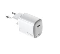 Celly Chargeur Mural USB-C 45 W avec Technologie GAN - Chargeur Rapide Compact pour Smartphone et Tablette - Blanc