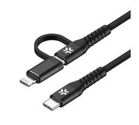 Celly Duo cable 100W C to C + Lightning 1m, noir