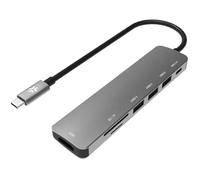 CELLY HUB DA USB-C A 3 Porte USB-A, 1 Porte USB-C 1 Porte HDMI, 1 Porte mémoire SD, 1 Porte SCHEDE TF Grigio Marque