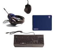 Celly, Kit Gaming Pole Position Line Sparco Kit avec Clavier Gaming rétro-éclairé, Souris Gaming avec lumières RVB, Casque à Fil avec lumières LED Rainbow et Microphone, Tapis de Souris antidérapant