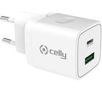 Celly TC2USBUSBC20WWH Chargeur d'appareil mobile Smartphone, Smartwatch, Tablet Blanc AC Intérieur