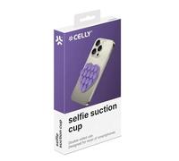 Celly, Ventouse en forme de coeur pour téléphone avec ventouses en silicone, support porte-téléphone polyvalent couleur pourpre, 7,5 x 6 cm