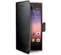 Celly Wally Book Case - Convient à Huawei Ascend P8 - Faux cuir - Etui à cartes - Noir