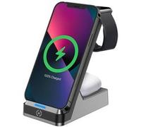 Celly WLSTAND3IN1BK chargeur d'appareils mobiles Caméra Numérique, Manettes de jeu, Écouteurs, Téléphone portable, Chargeur électrique, Smartphone, Smartwatch, Tablette, Montre, Portables Gris Secteur