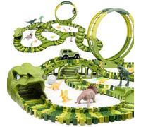 CELMAN Circuit Voiture Enfant - Ensemble de Piste de Course Flexible, Jouet de Dinosaure Créatif avec Nombreux Éléments et Voiture 4x4, Jouet de Dinosaure pour Enfants de 3 à 6 Ans