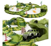 CELMAN Circuit Voiture Enfant - Ensemble de Piste de Course Flexible, Jouet de Dinosaure Créatif avec Nombreux Éléments et Voiture 4x4, Jouet de Dinosaure pour Enfants de 3 à 6 Ans