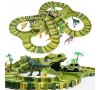 CELMAN Circuit Voiture Enfant - Ensemble de Piste de Course Flexible, Jouet de Dinosaure Créatif avec Nombreux Éléments et Voiture 4x4, Jouet de Dinosaure pour Enfants de 3 à 6 Ans