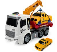 CELMAN Jouet de dépannage avec voiture de course, son et lumière, grand fourgon, camion, véhicules pour enfants garçons de 3, 4, 5, 6 ans