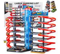 CELMAN Parking à 6 Étages avec Poursuite, Place pour Véhicules à l'Échelle 1:64, Garage pour Enfants de 3 4 5 6 7 8 Ans, Inclus Voitures en Métal, Ascenseur