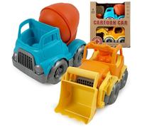 CELMAN Pelleteuse & Bétonnière - Camion de Chantier Jouet en Plastique recyclé - Jouet écologique sans BPA pour Enfants dès 3 Ans - Véhicules Chantier extérieur Bio