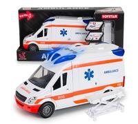 CELMAN Voiture de Secours médicale avec Porte-Bagages, hayon ouvrant, lumière et Son, Grande Voiture Ambulance pour Enfants à partir de 3, 4, 5, 6, 7, 8 Ans